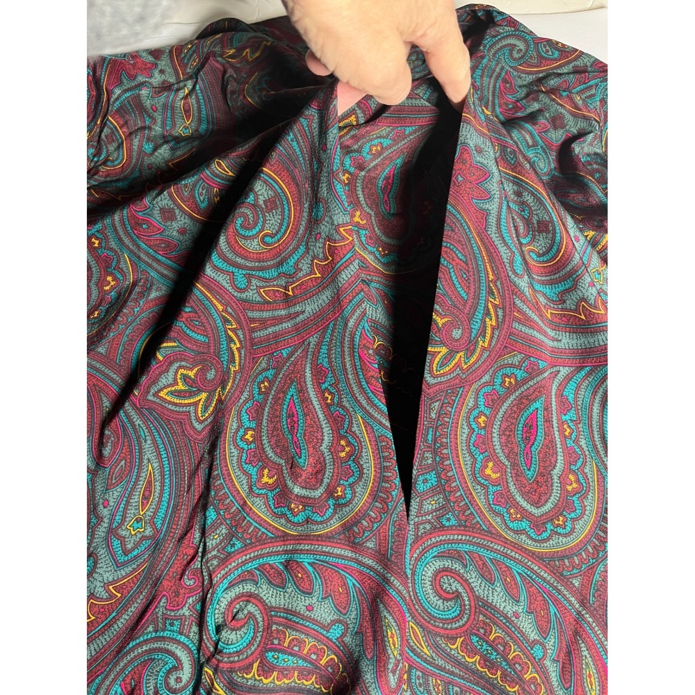 Vintage Classic Silk Paisley Blouse Linda Allard Ellen Tracy 80s 90s M - Picture 9 of 10
